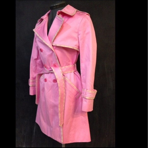 Coach Jackets & Blazers - Coach Coat Pink Belted Trench w/Signature Trim Sz4
